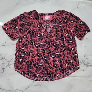 Maeve Orange/Red Floral Print Blouse